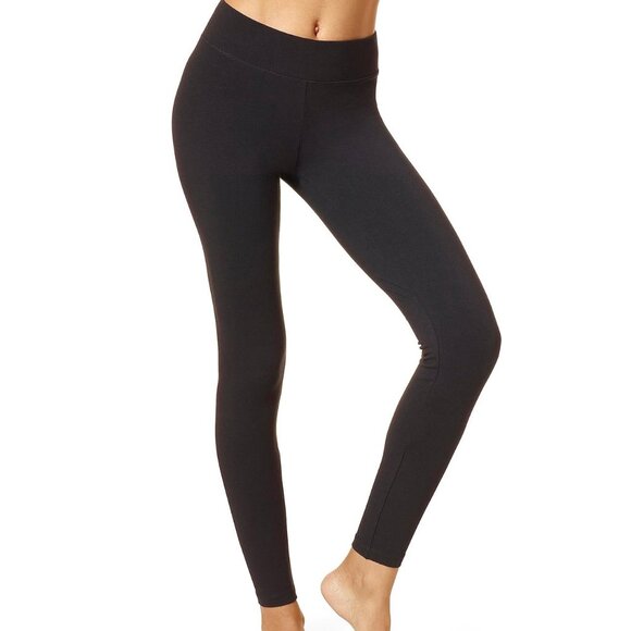 HUE Ultra Soft Black Leggings with Wide Waistband, Full Length - Picture 1 of 5